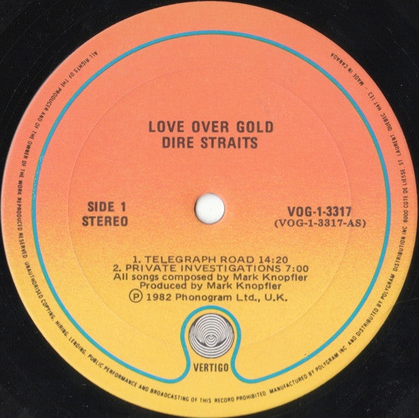 Dire Straits – Love Over Gold (Used vinyl)