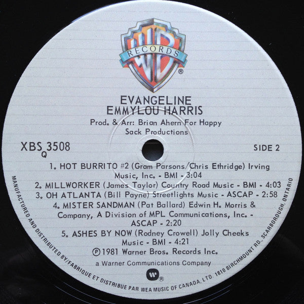 Emmylou Harris – Evangeline (Used vinyl)