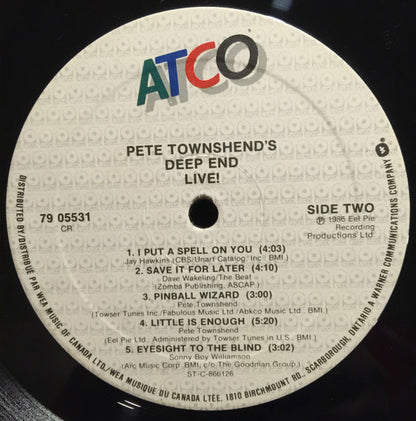Pete Townshend 's Deep End – Live! (Used vinyl)
