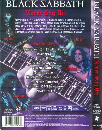 Black Sabbath – Never Say Die (Used DVD)