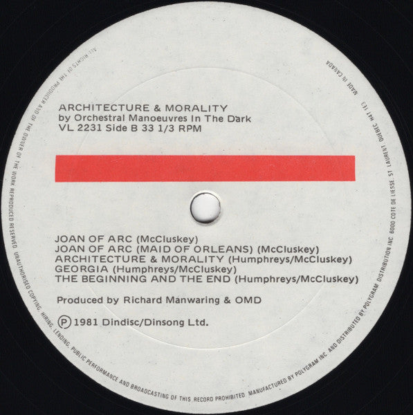 Orchestral Manoeuvres In The Dark – Architecture & Morality (Used vinyl)