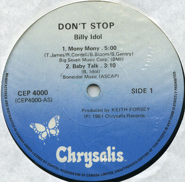 Billy Idol – Don't Stop (Used vinyl)