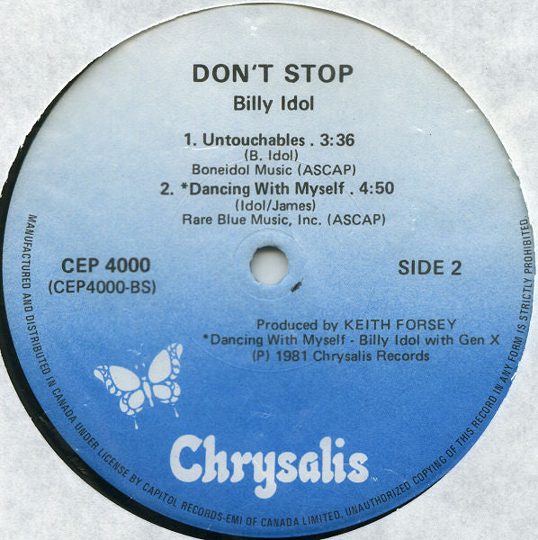 Billy Idol – Don't Stop (Used vinyl)