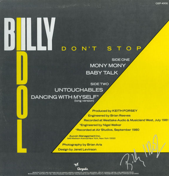 Billy Idol – Don't Stop (Used vinyl)