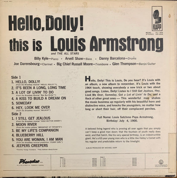 Louis Armstrong – Hello, Dolly! (Used vinyl)