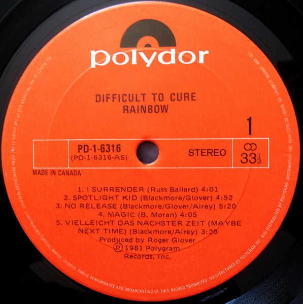 Rainbow – Difficult To Cure (Used vinyl)