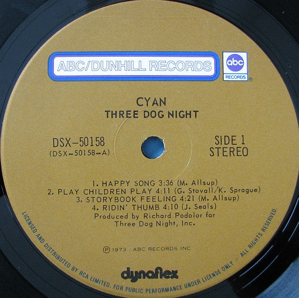 Three Dog Night – Cyan (Used vinyl)