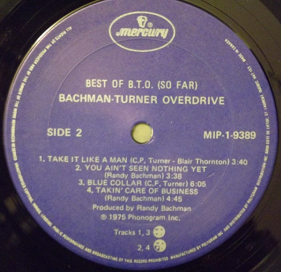 Bachman-Turner Overdrive – Best Of B.T.O. (So Far) (Used vinyl)