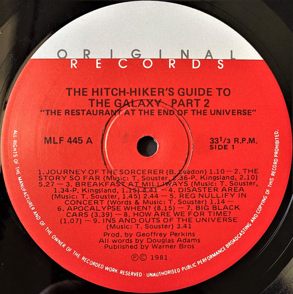 Douglas Adams – The Hitch-Hiker's Guide To The Galaxy Part Two: The Restaurant At The End Of The Universe (Used vinyl)