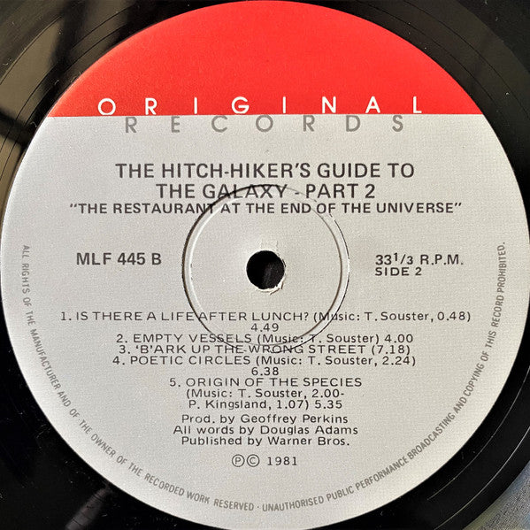 Douglas Adams – The Hitch-Hiker's Guide To The Galaxy Part Two: The Restaurant At The End Of The Universe (Used vinyl)