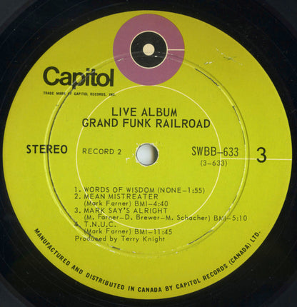 Grand Funk Railroad ‎– Live Album (Used vinyl)
