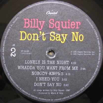 Billy Squier – Don't Say No (Used vinyl)
