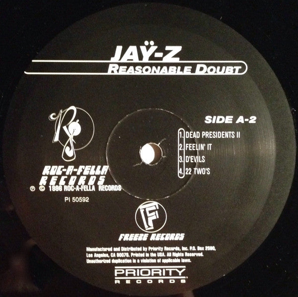 Jaÿ-Z ‎– Reasonable Doubt (Used vinyl)