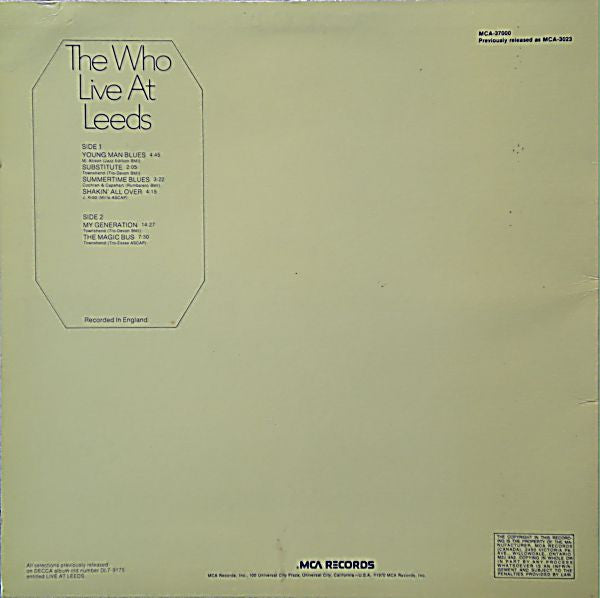 The Who – Live At Leeds (Used vinyl)