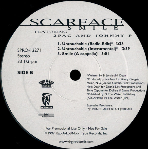 Scarface. Featuring 2 Pac And Johnny P ‎– Smile (Used vinyl)