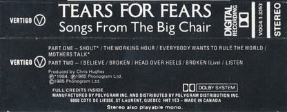 Tears For Fears – Songs From The Big Chair (Used cassette)