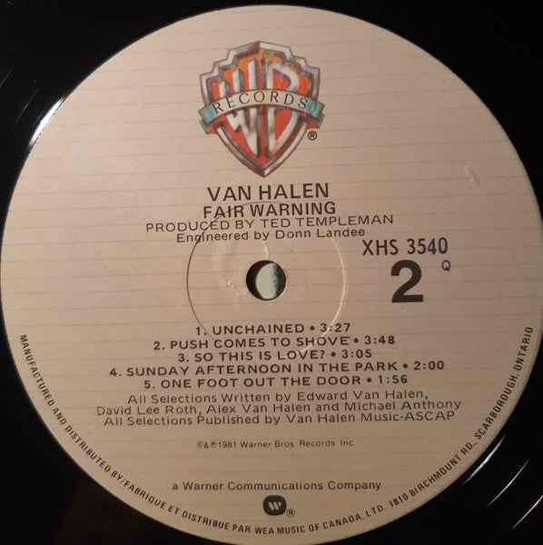 Van Halen – Fair Warning (Used vinyl)