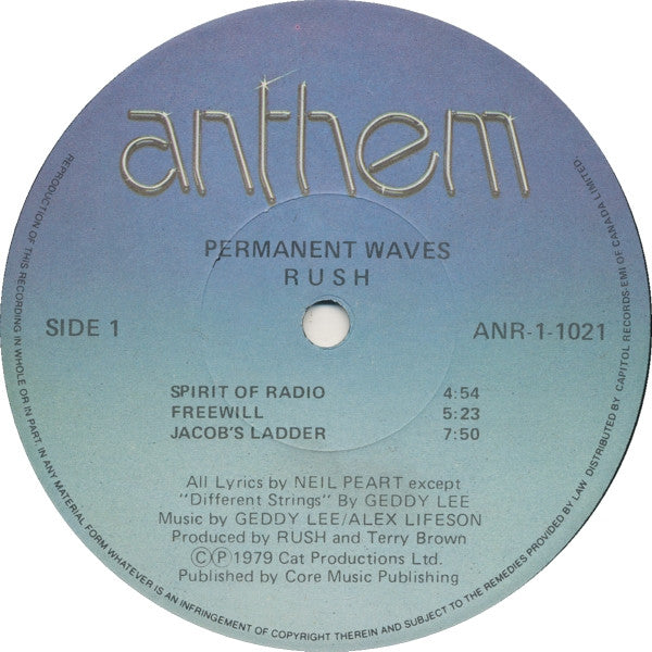 Rush – Permanent Waves (Used vinyl)