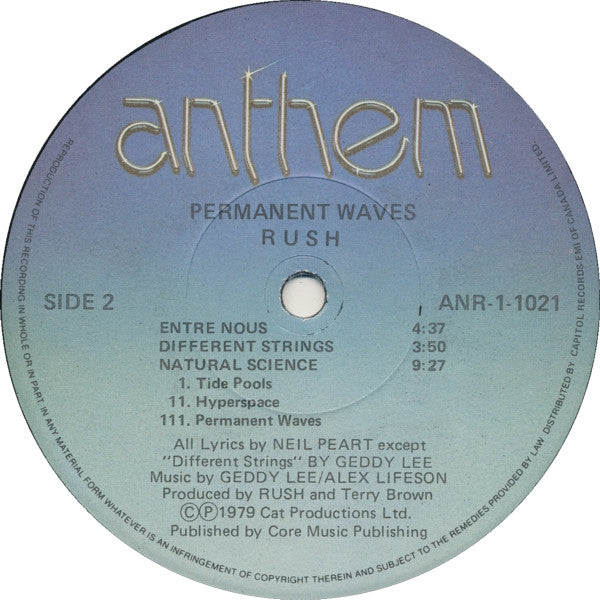 Rush – Permanent Waves (Used vinyl)
