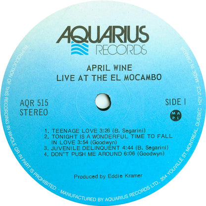 April Wine – Live At The El Mocambo (Used vinyl)