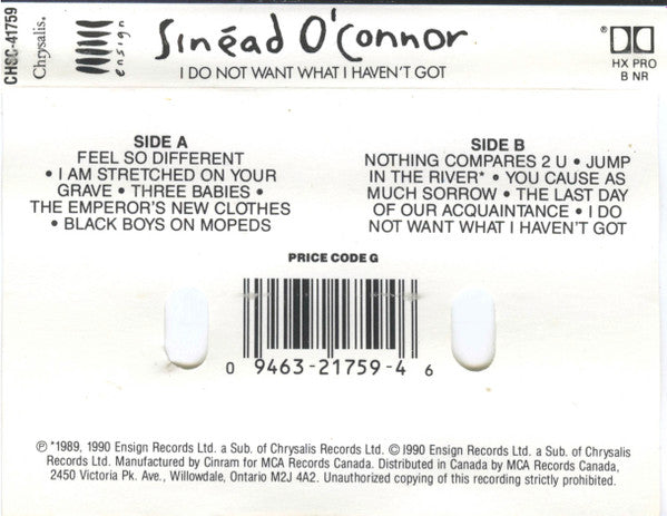 Sinéad O'Connor – I Do Not Want What I Haven't Got (Used cassette)