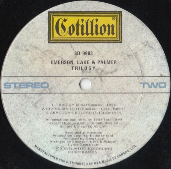 Emerson, Lake & Palmer – Trilogy (Used vinyl)