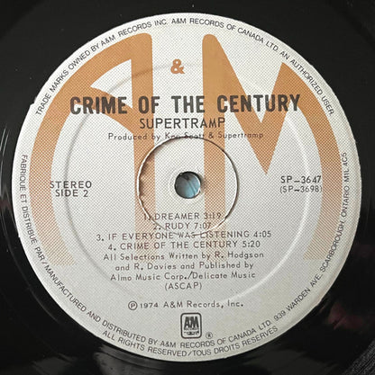 Supertramp – Crime Of The Century (Used vinyl)