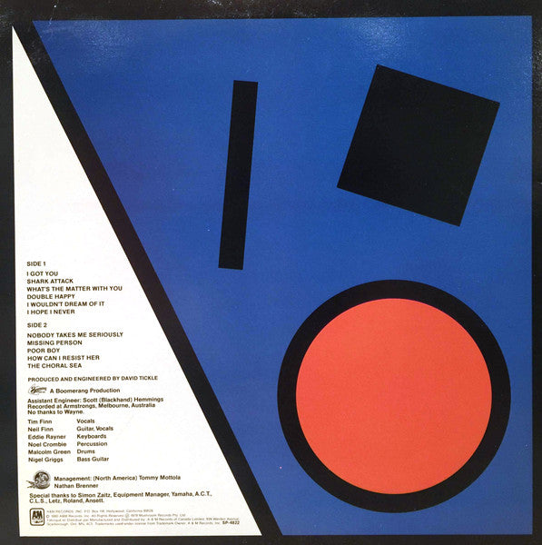 Split Enz – True Colours (Etched - Blue Cover) (Used vinyl)