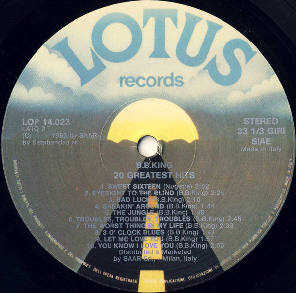 B.B. King – 20 Greatest Hits (Used vinyl)