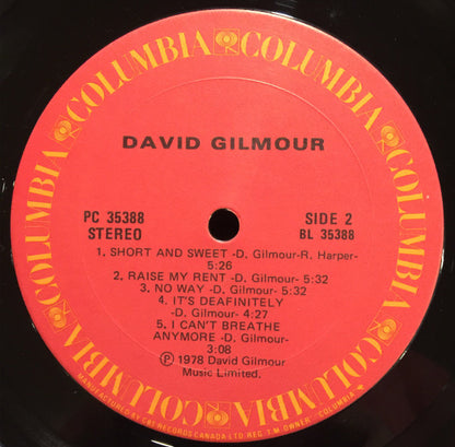 David Gilmour – David Gilmour (Used vinyl)