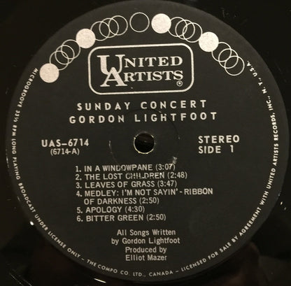 Gordon Lightfoot – Sunday Concert (Used vinyl)
