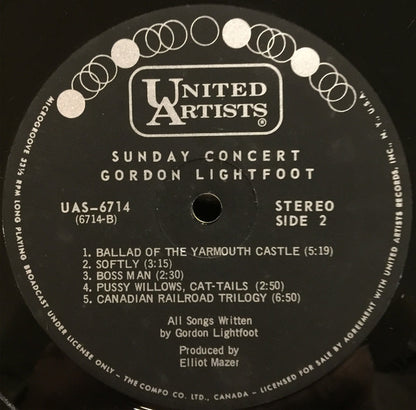 Gordon Lightfoot – Sunday Concert (Used vinyl)