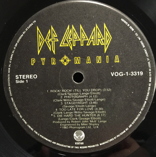 Def Leppard – Pyromania (Used vinyl)