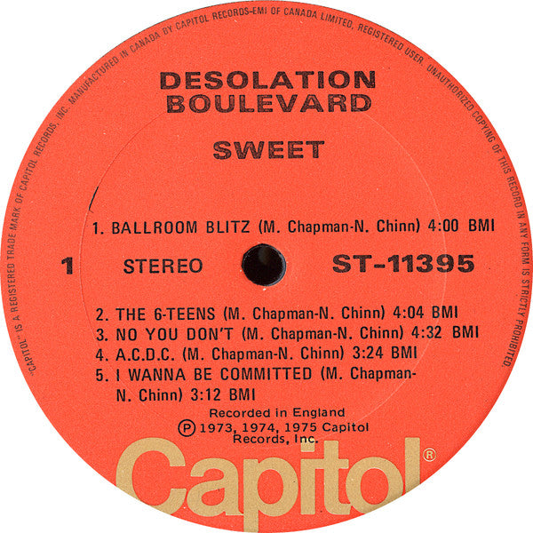 The Sweet – Desolation Boulevard (Used vinyl)