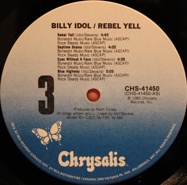 Billy Idol – Rebel Yell (Used vinyl)
