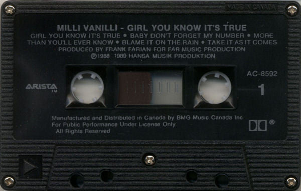 Milli Vanilli – Girl You Know It's True (Used cassette)