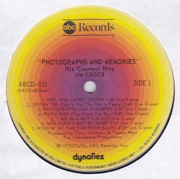 Jim Croce – Photographs & Memories: His Greatest Hits (Used vinyl)