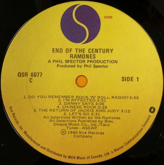 Ramones – End Of The Century (Used vinyl)