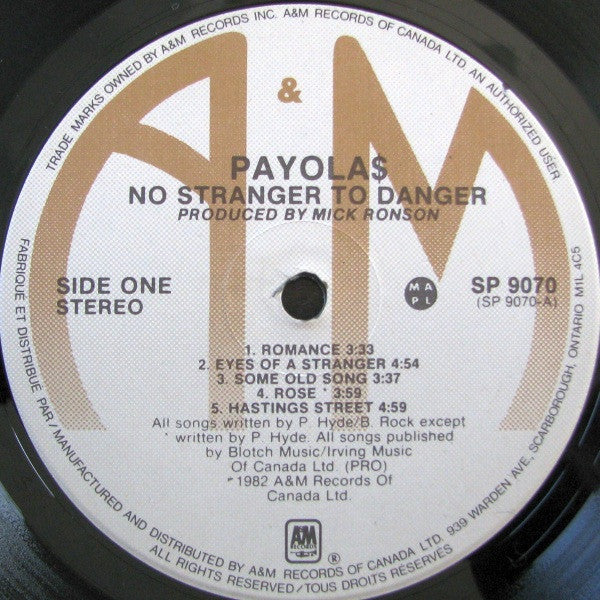 Payola$ – No Stranger To Danger (Used vinyl)