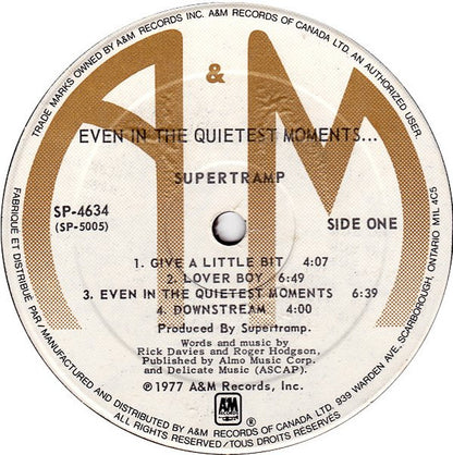 Supertramp ‎– Even In The Quietest Moments... (Used vinyl)