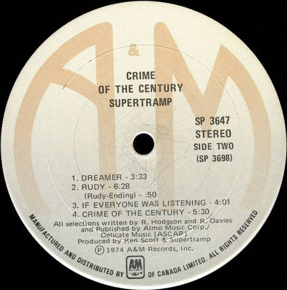 Supertramp ‎– Crime Of The Century (Used vinyl)