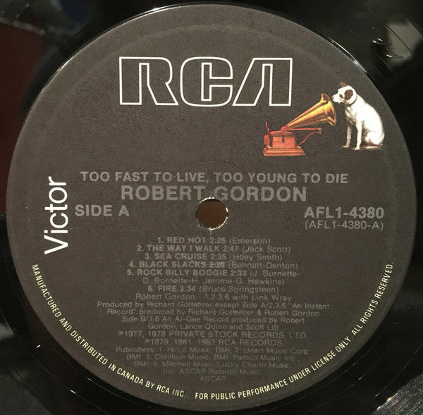 Robert Gordon – Too Fast To Live, Too Young To Die (Used vinyl)