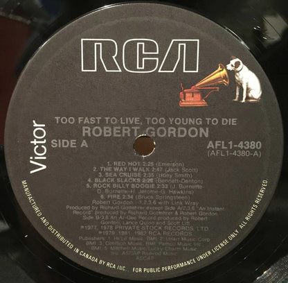 Robert Gordon – Too Fast To Live, Too Young To Die (Used vinyl)