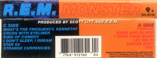 R.E.M. – Monster (Used Cassette)