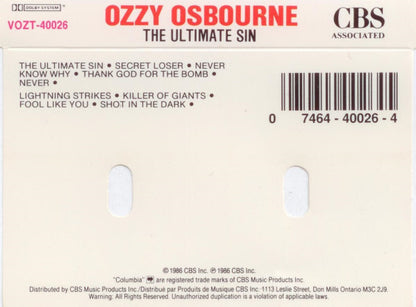Ozzy Osbourne ‎– The Ultimate Sin (Used cassette)