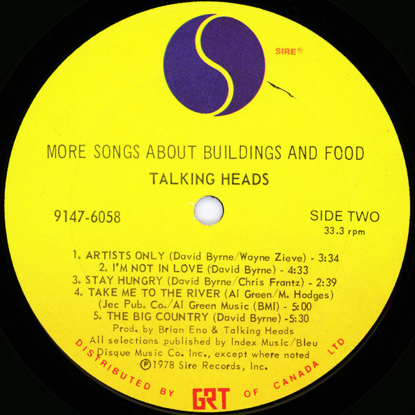 Talking Heads – More Songs About Buildings And Food (Used vinyl)