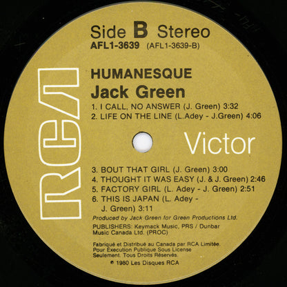 Jack Green – Humanesque - Used vinyl