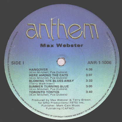 Max Webster - Self titled - Used vinyl