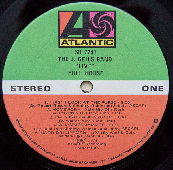 The J. Geils Band – "Live" Full House (Used vinyl)