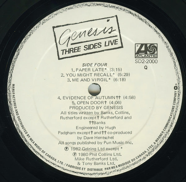 Genesis – Three Sides Live (Used vinyl)